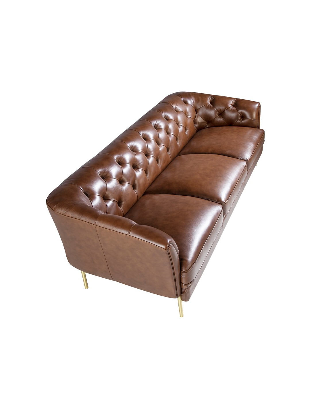 Sofá Chester 3 plazas piel marrón coñac