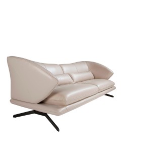 Sofá 3 plazas piel gris taupe