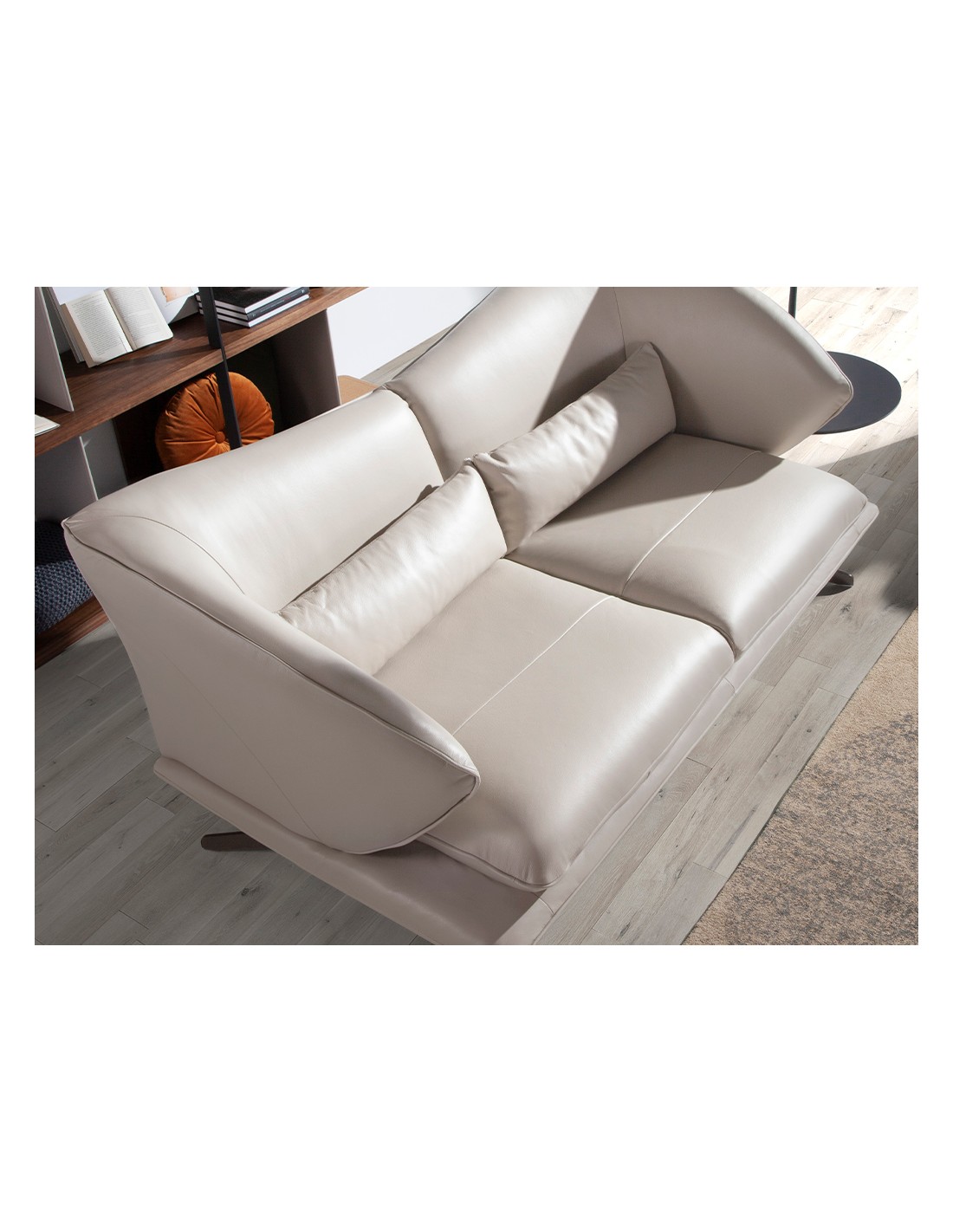 Sofá 3 plazas piel gris taupe