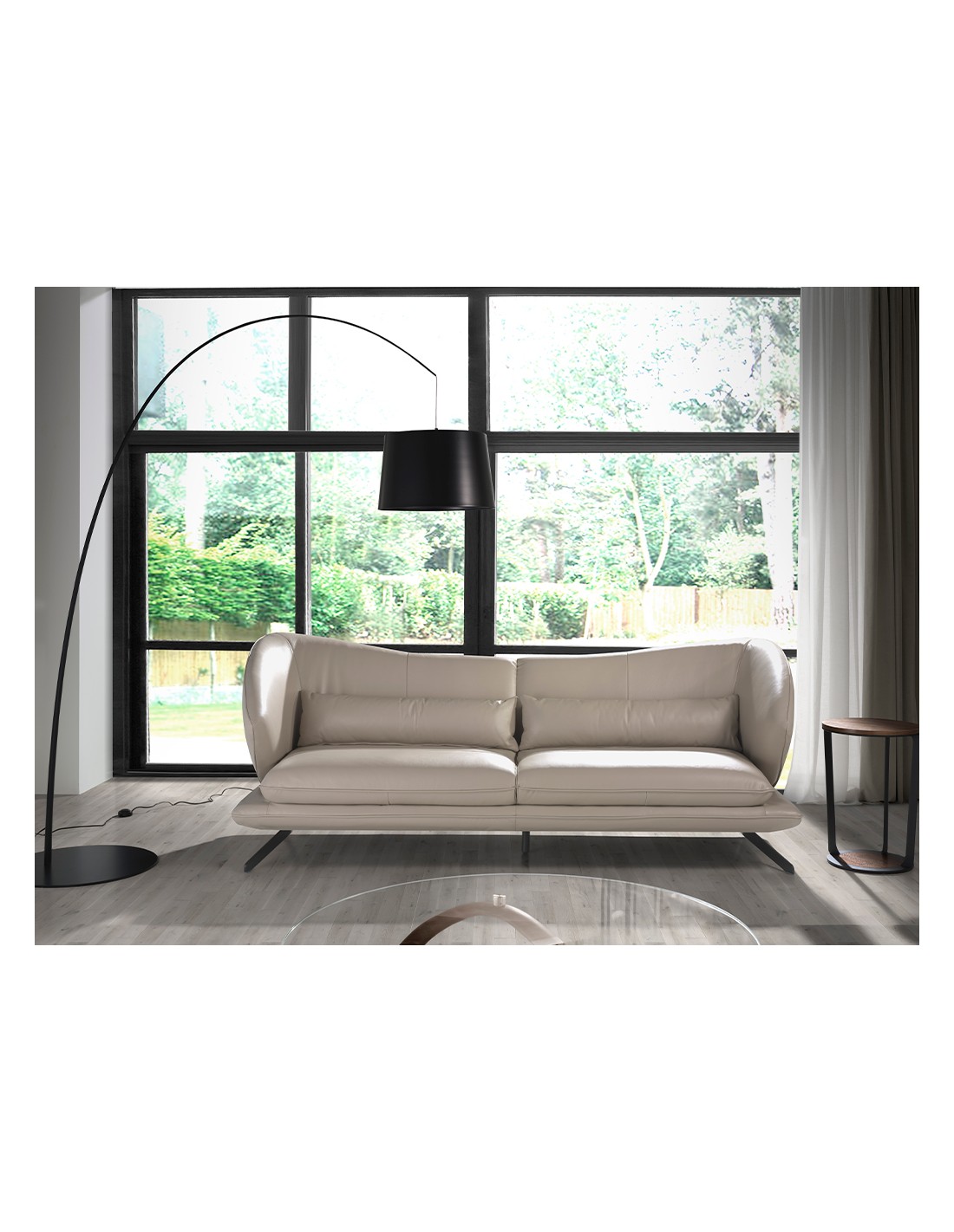 Sofá 3 plazas piel gris taupe