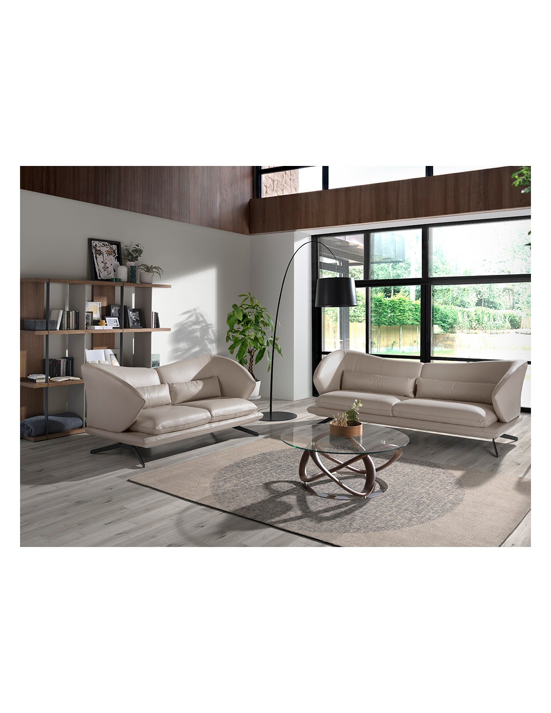 Sofá 3 plazas piel gris taupe