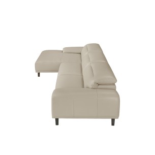 Sofá chaise longue izquierda piel gris taupe