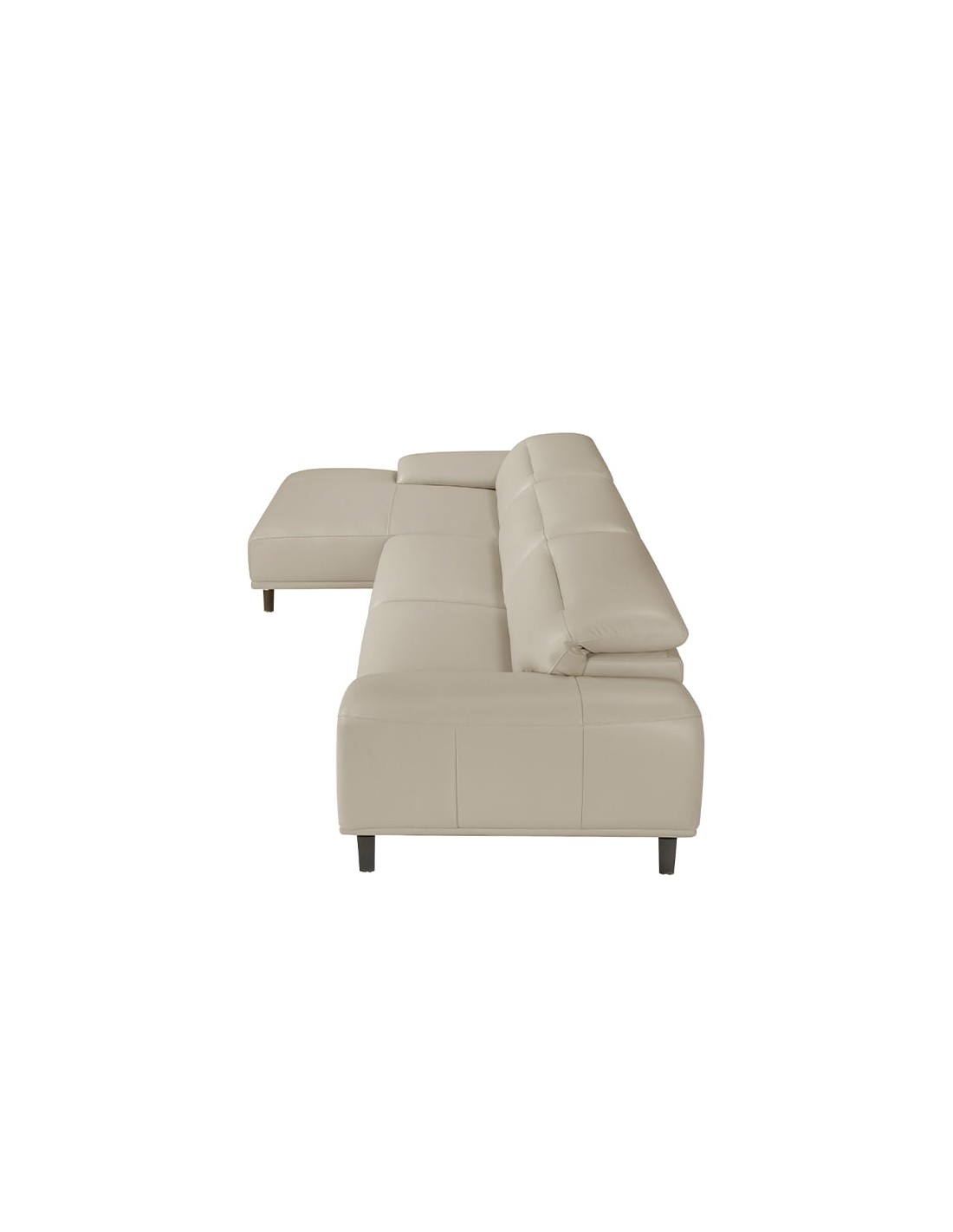 Sofá chaise longue izquierda piel gris taupe