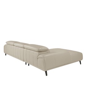 Sofá chaise longue izquierda piel gris taupe 2