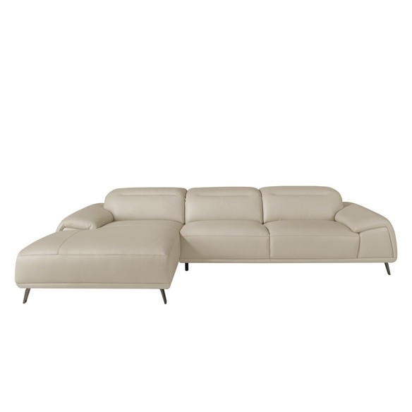 Sofá chaise longue izquierda piel gris taupe