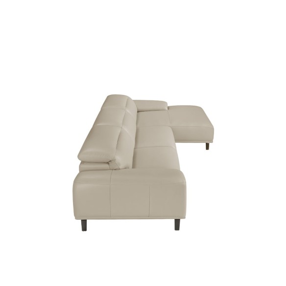 Sofá chaise longue derecha piel gris taupe