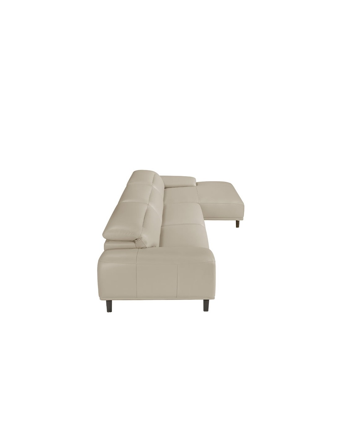Sofá chaise longue derecha piel gris taupe
