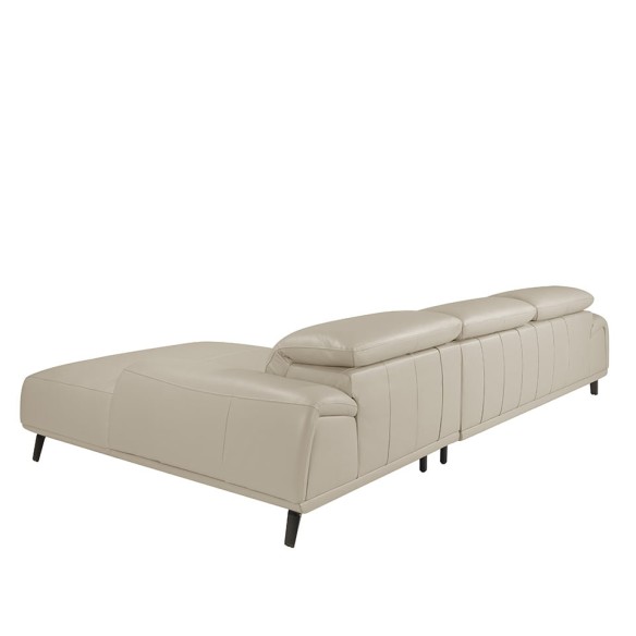 Sofá chaise longue derecha piel gris taupe