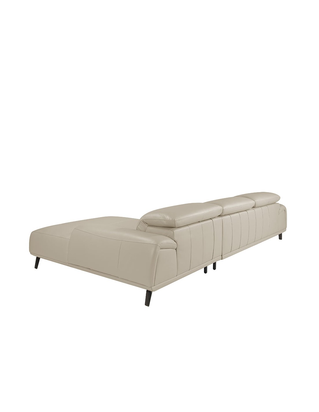 Sofá chaise longue derecha piel gris taupe