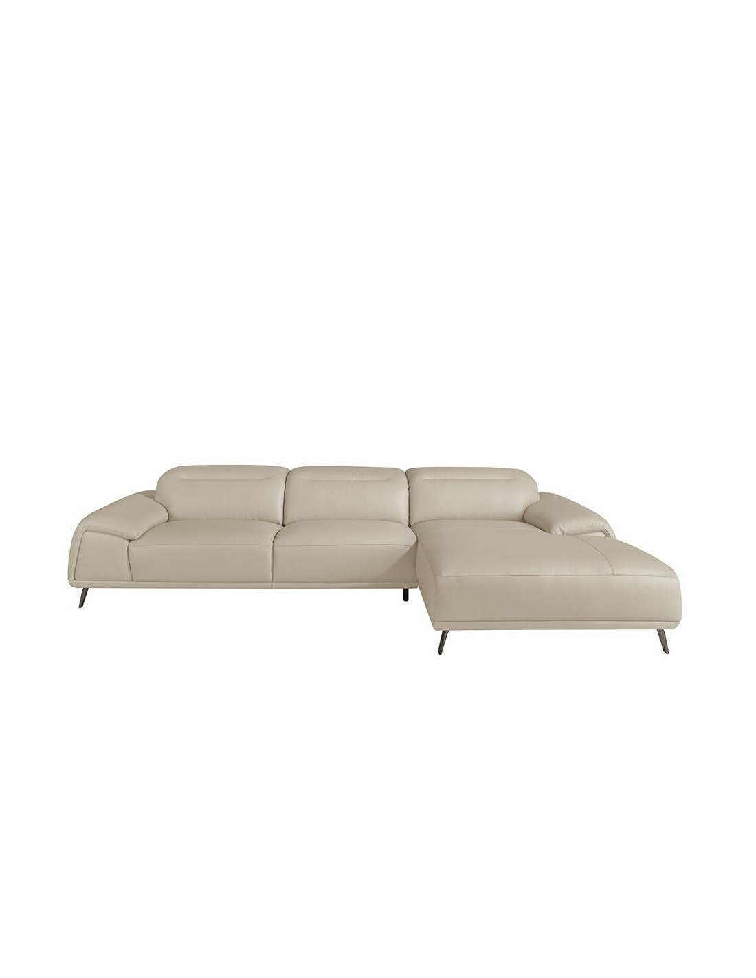 Sofá chaise longue derecha piel gris taupe