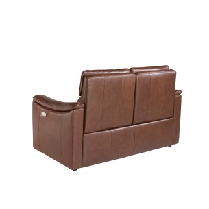 Sofá relax 2 plazas piel marrón coñac