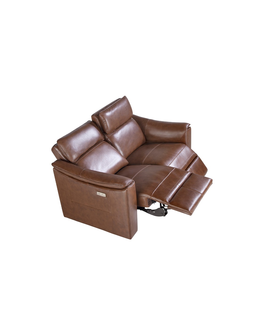 Sofá relax 2 plazas piel marrón coñac