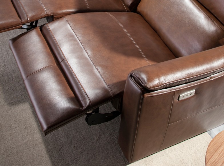 Sofá relax 2 plazas piel marrón coñac
