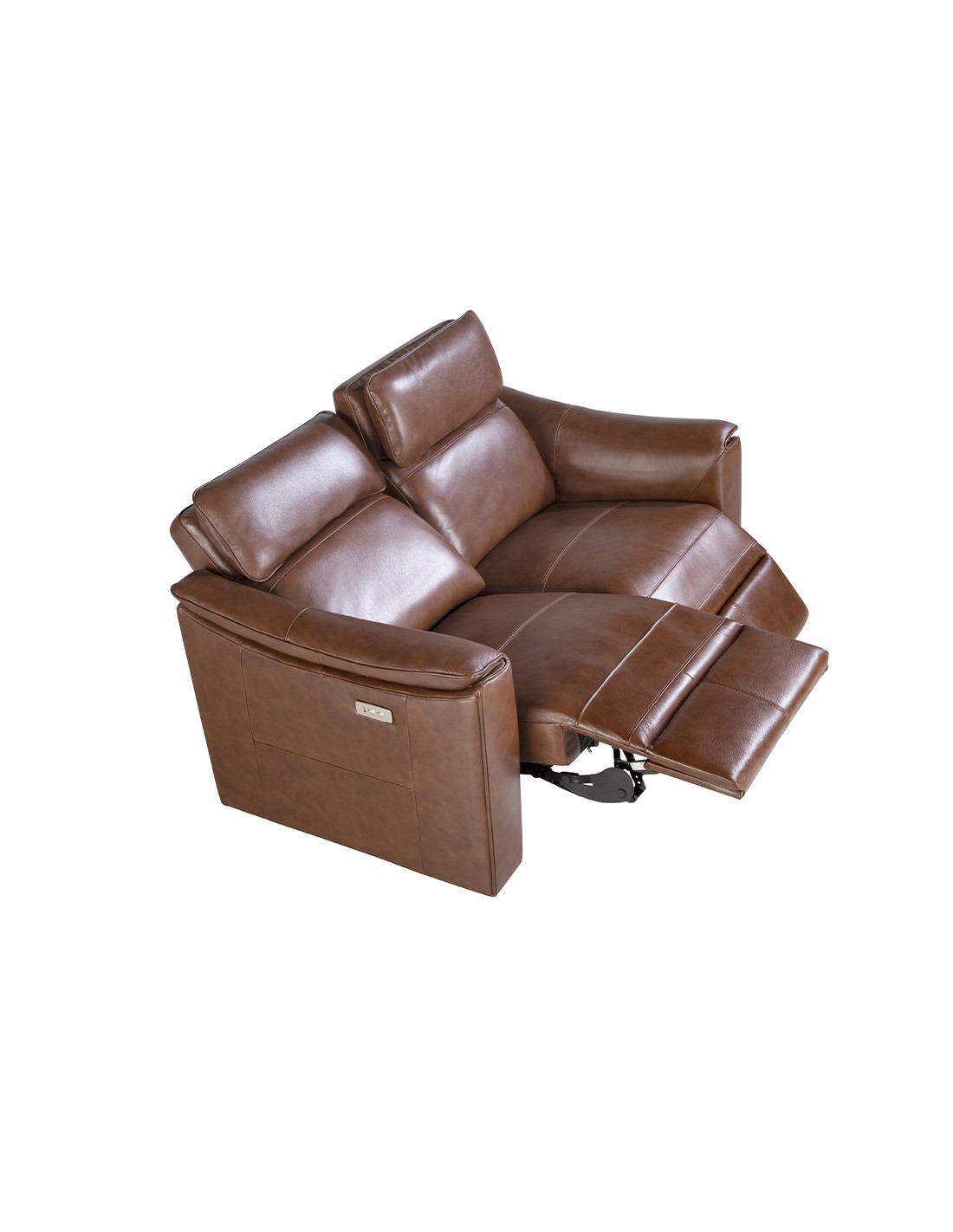 Sofá relax 3 plazas piel marrón coñac