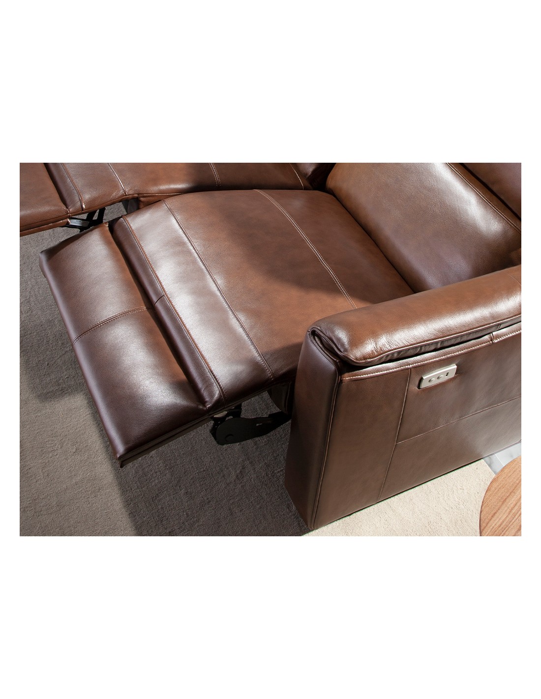 Sofá relax 3 plazas piel marrón coñac