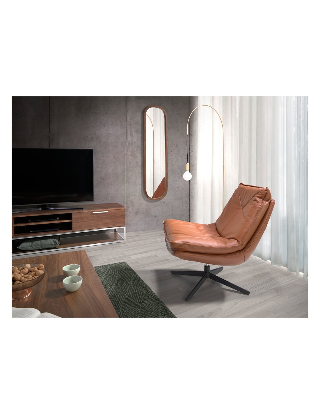 Sillón giratorio piel marrón