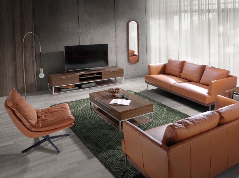 Sillón giratorio piel marrón