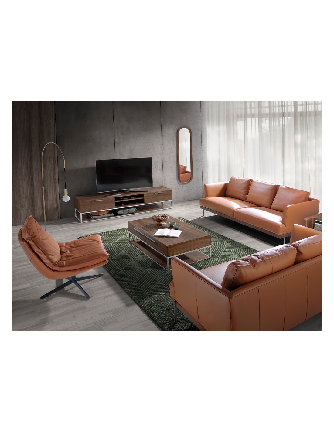 Sillón giratorio piel marrón