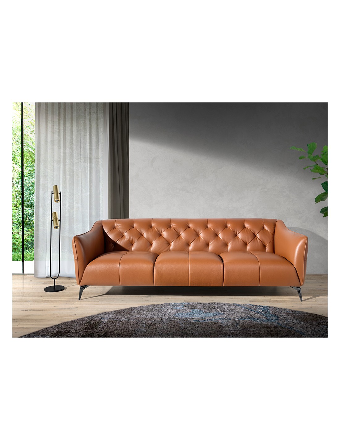 Sofá Chester 3 plazas piel marrón