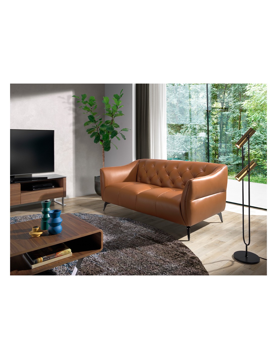 Sofá Chester 2 plazas piel marrón