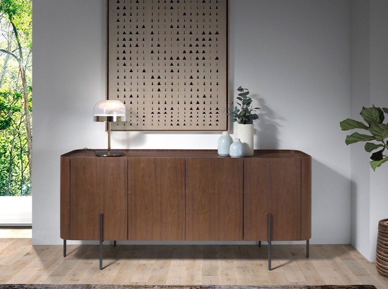 Lámpara de sobremesa en acero y cristal transparente