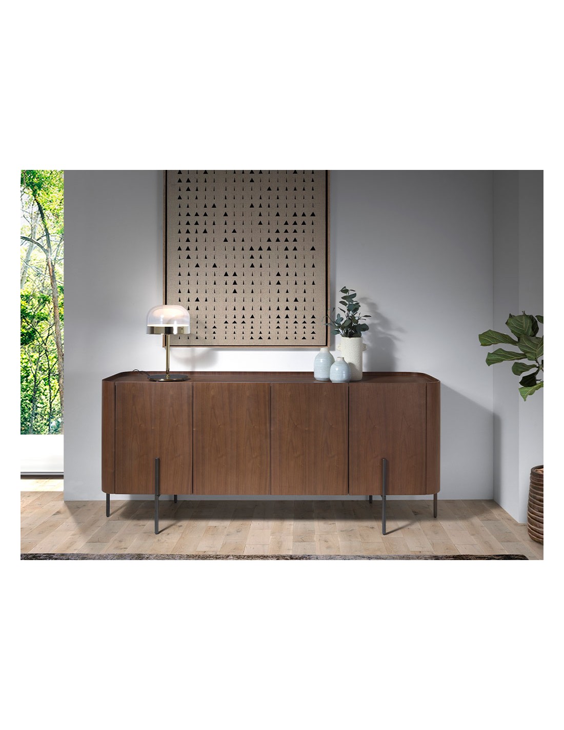 Lámpara de sobremesa en acero y cristal...