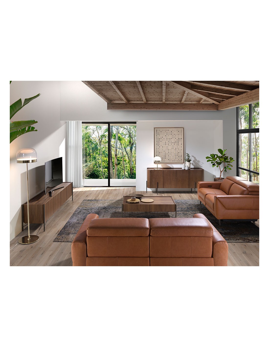 Lámpara de sobremesa en acero y cristal...