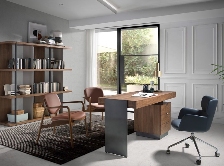 Lámpara de sobremesa aluminio dorado y acero negro