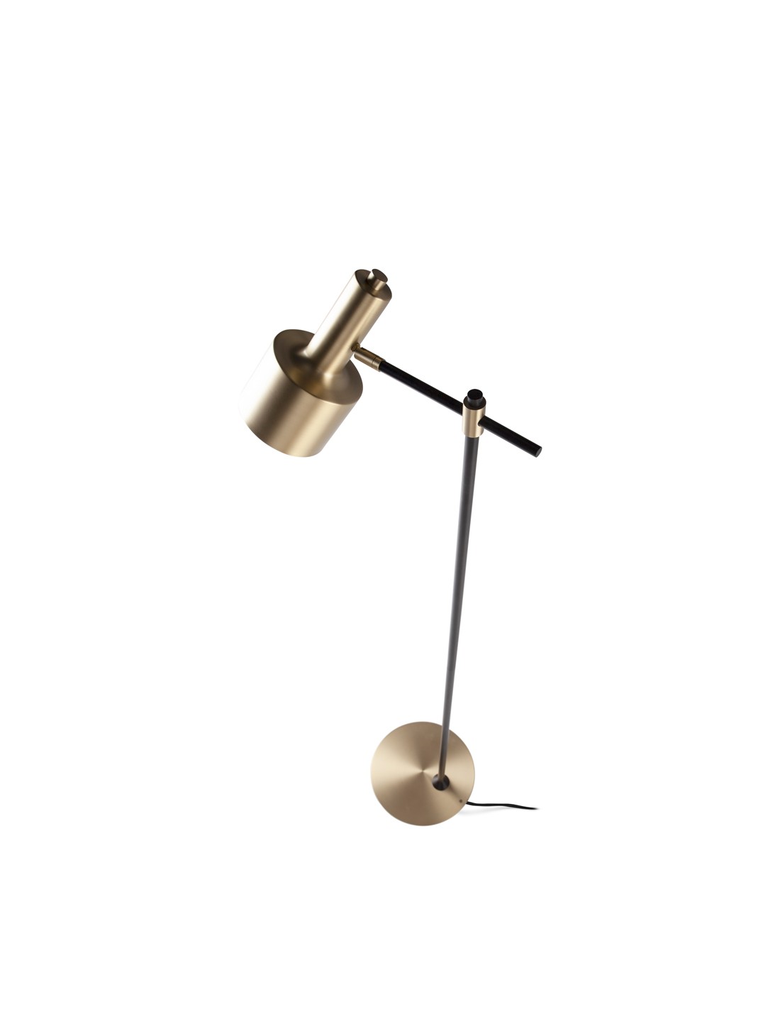 Lámpara de pie aluminio dorado y acero negro