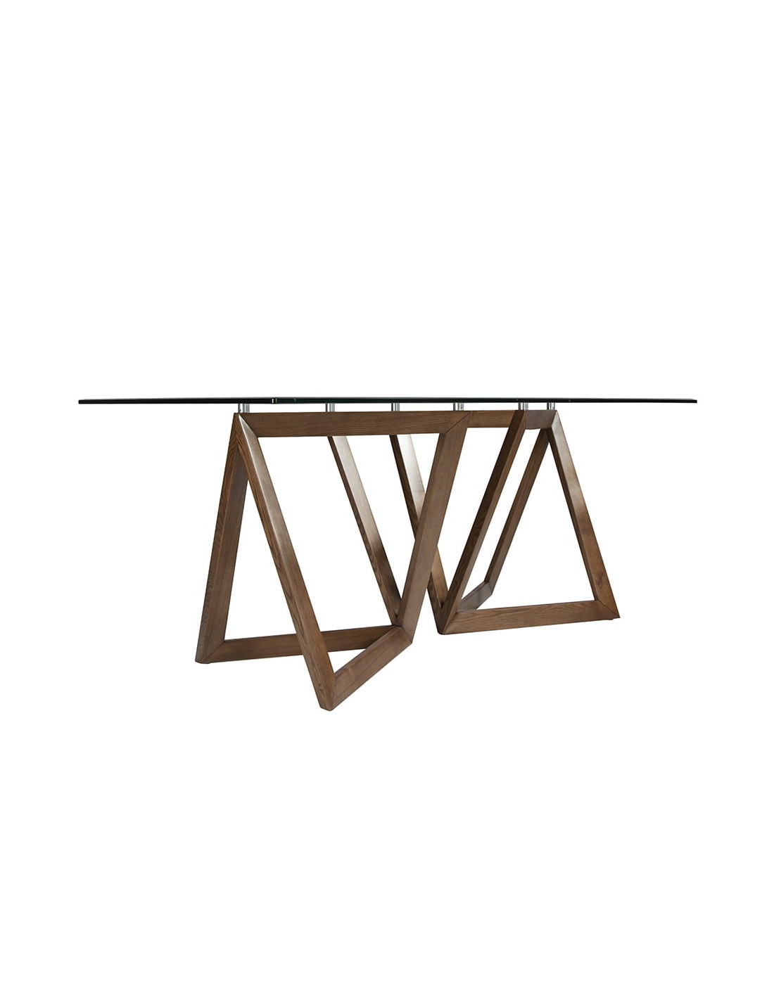 Mesa comedor rectangular cristal templado y nogal