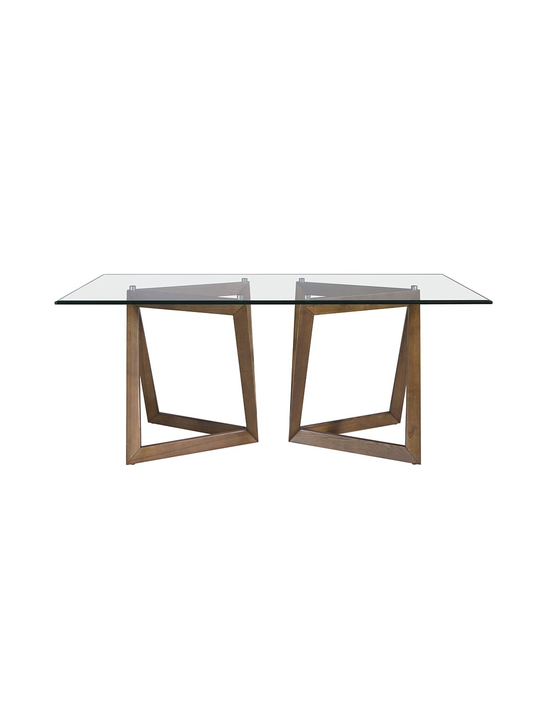 Mesa comedor rectangular cristal templado y nogal