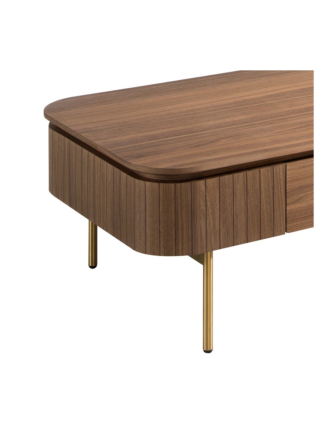 Mesa centro rectangular nogal y acero pulido...