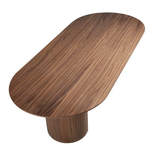 Mesa comedor ovalada medio punto nogal