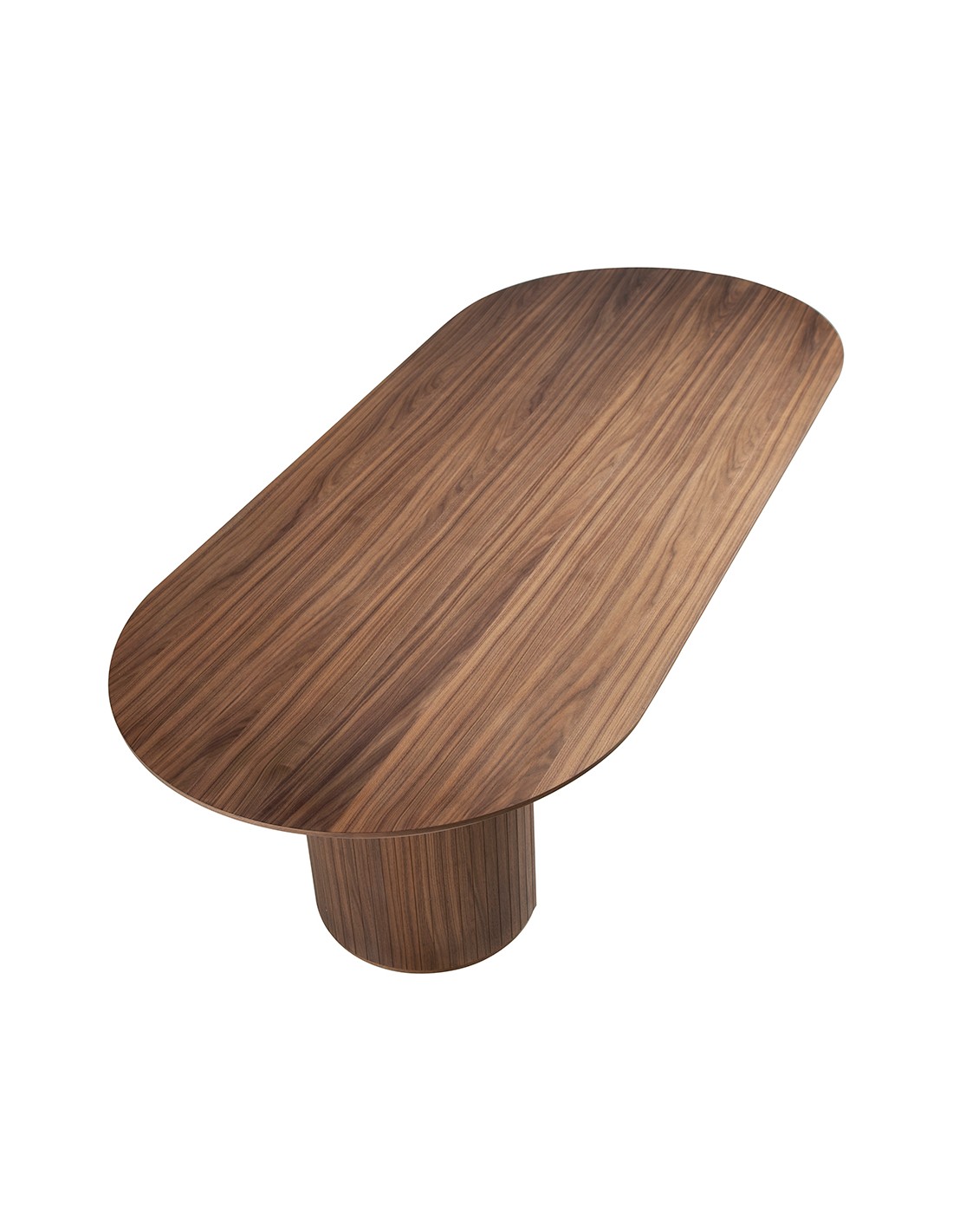 Mesa comedor ovalada medio punto nogal