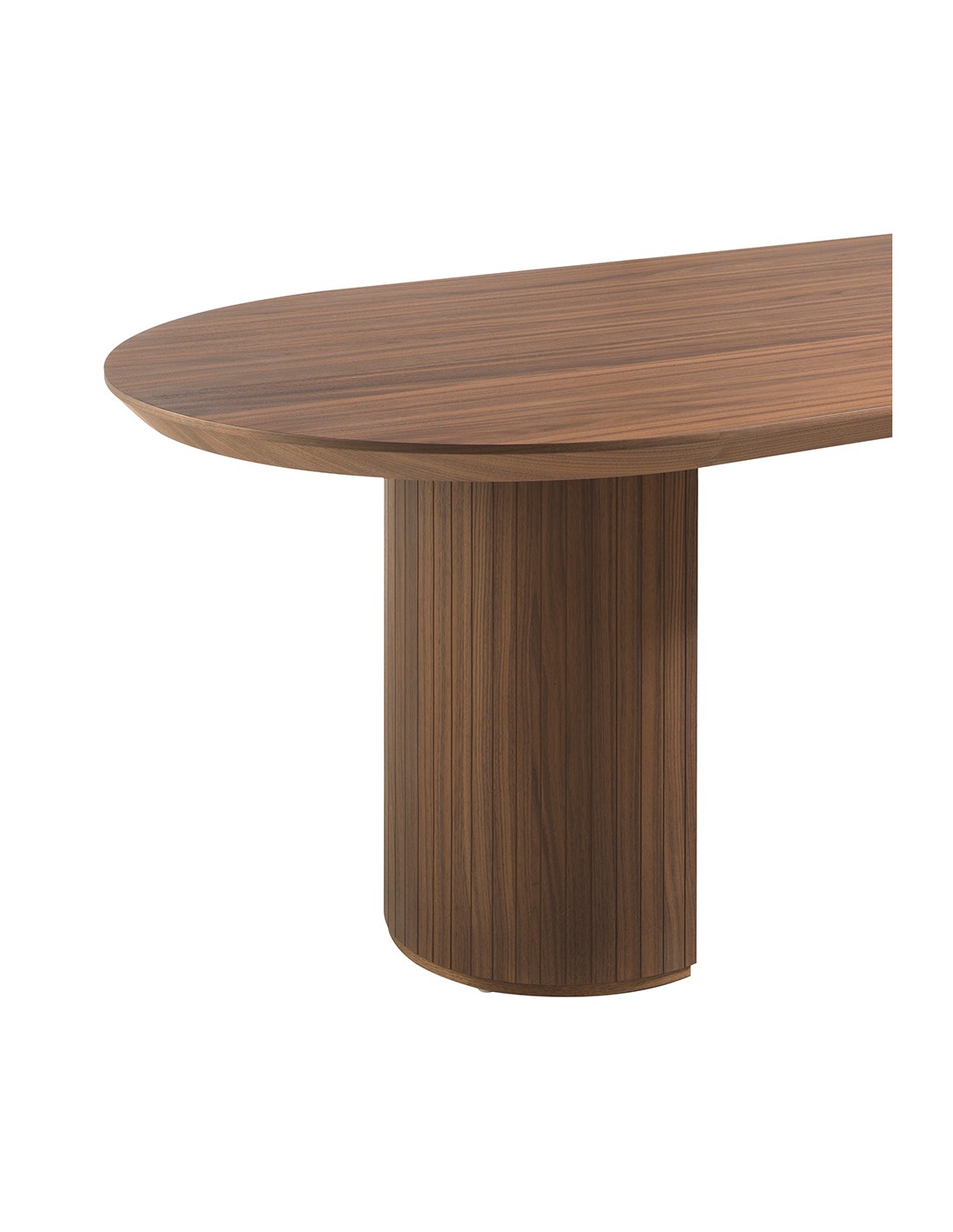 Mesa comedor ovalada medio punto nogal