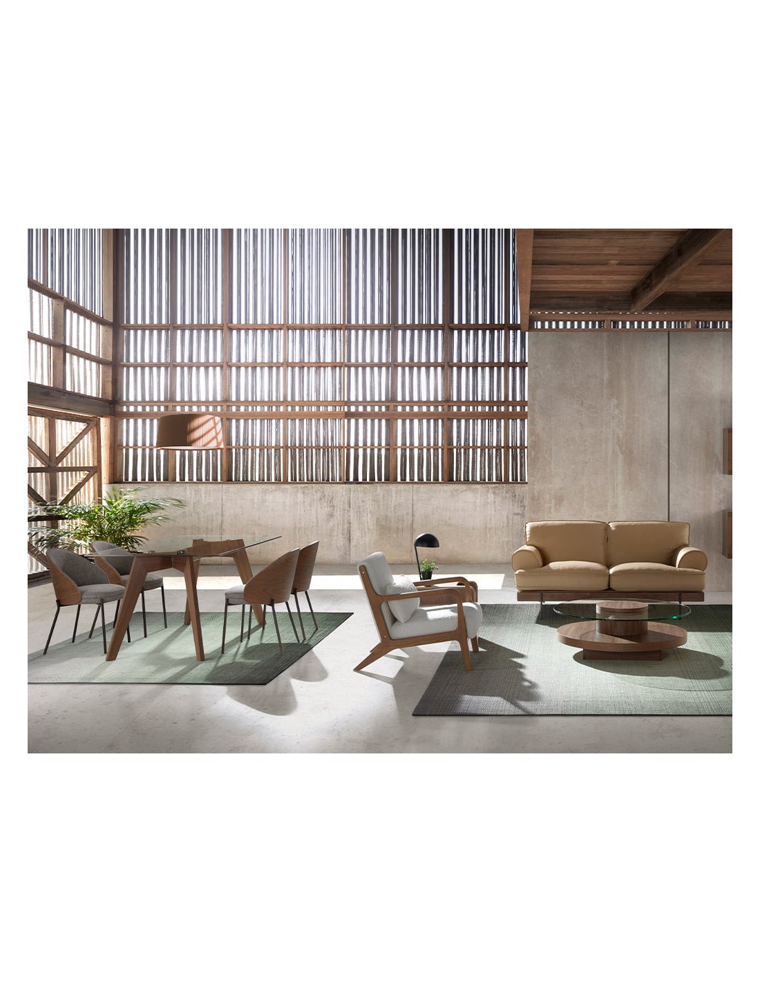 Silla tela gris y nogal