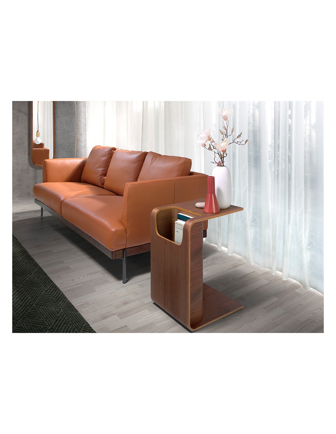 Mesa rincón rectangular nogal