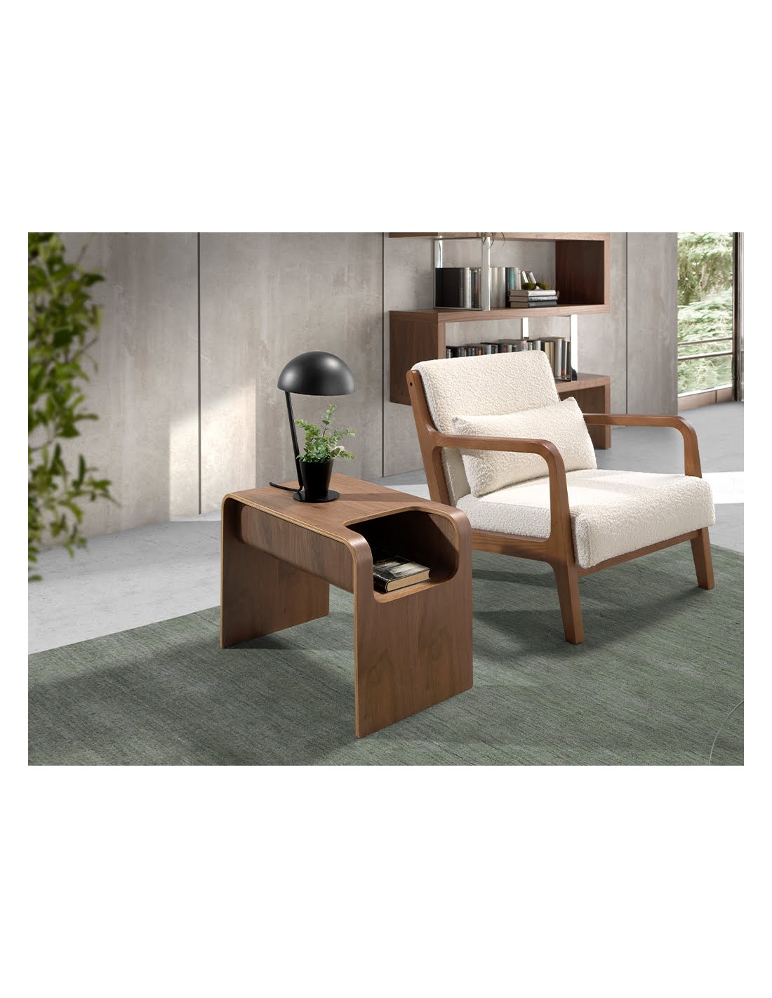 Mesa rincón rectangular nogal