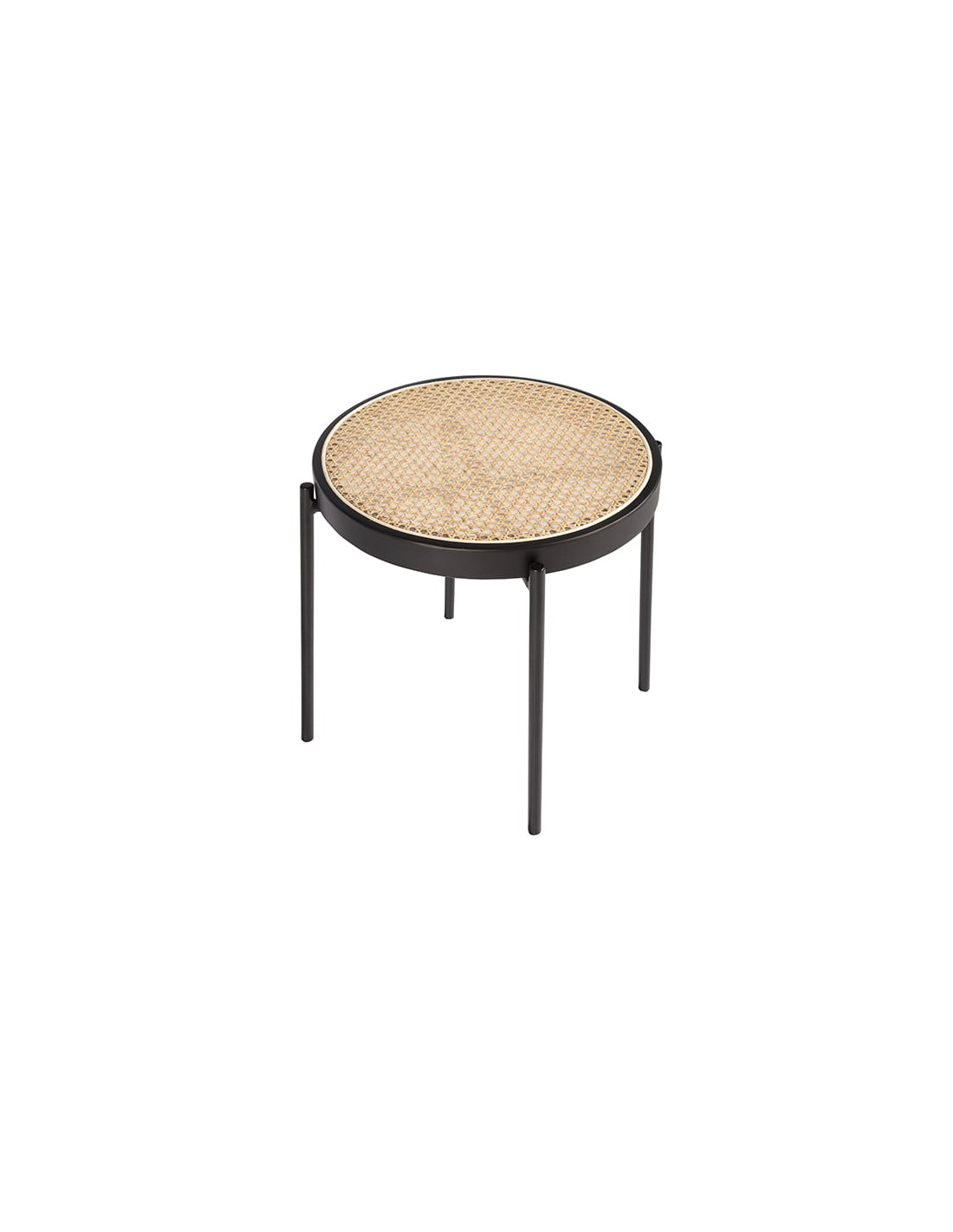 Mesa rincón redonda madera negra y acero negro