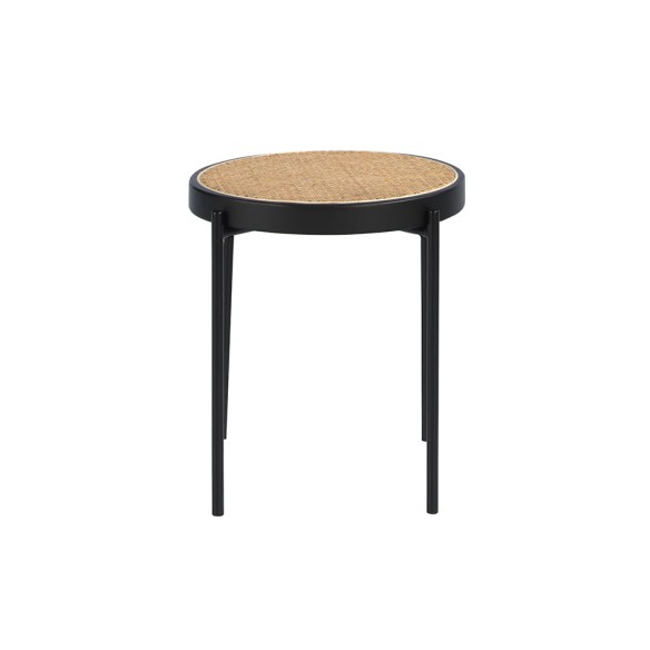 Mesa rincón redonda madera negra y acero negro