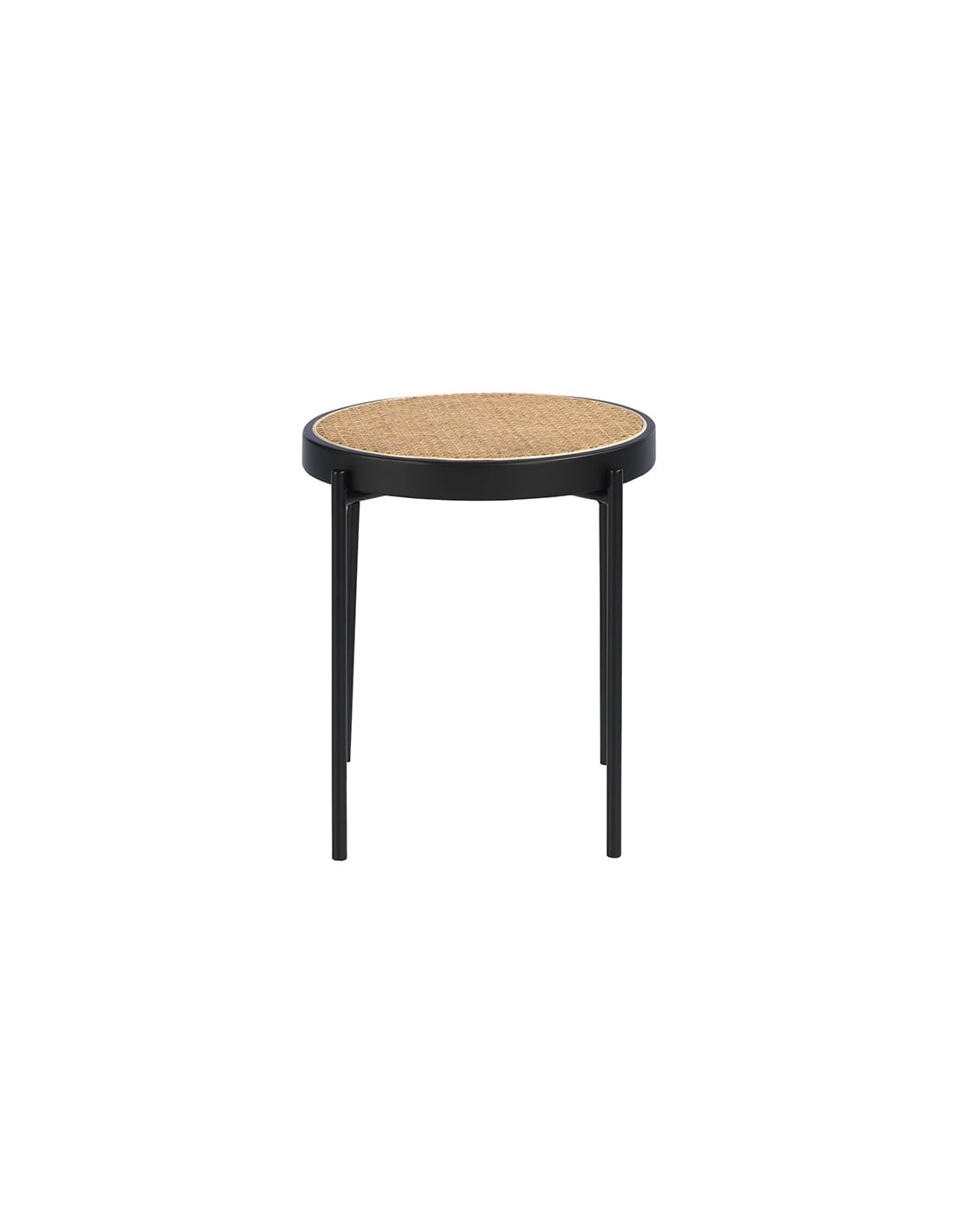 Mesa rincón redonda madera negra y acero negro