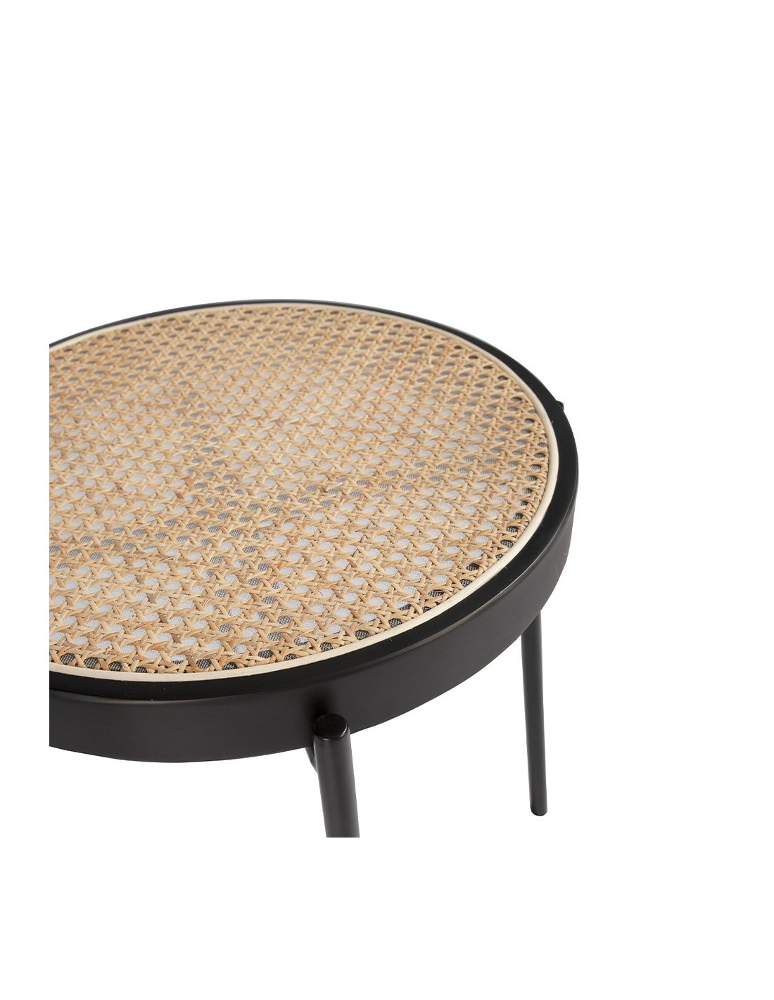 Mesa rincón redonda madera negra y acero negro