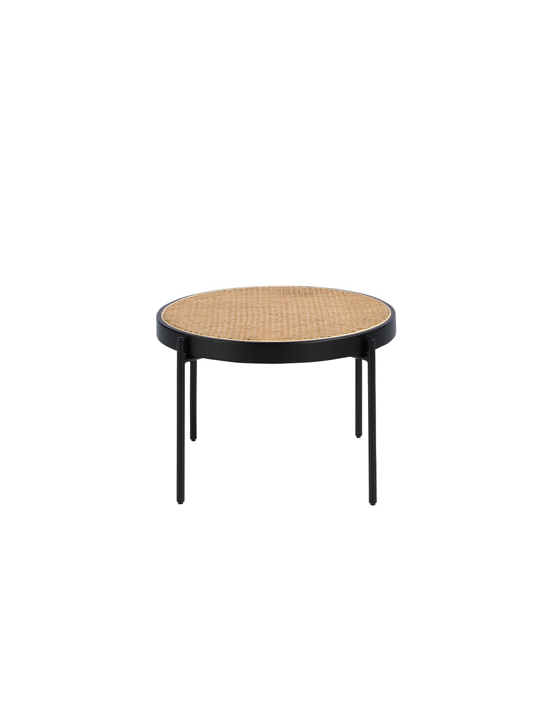 Mesa centro redonda madera negra y acero negro