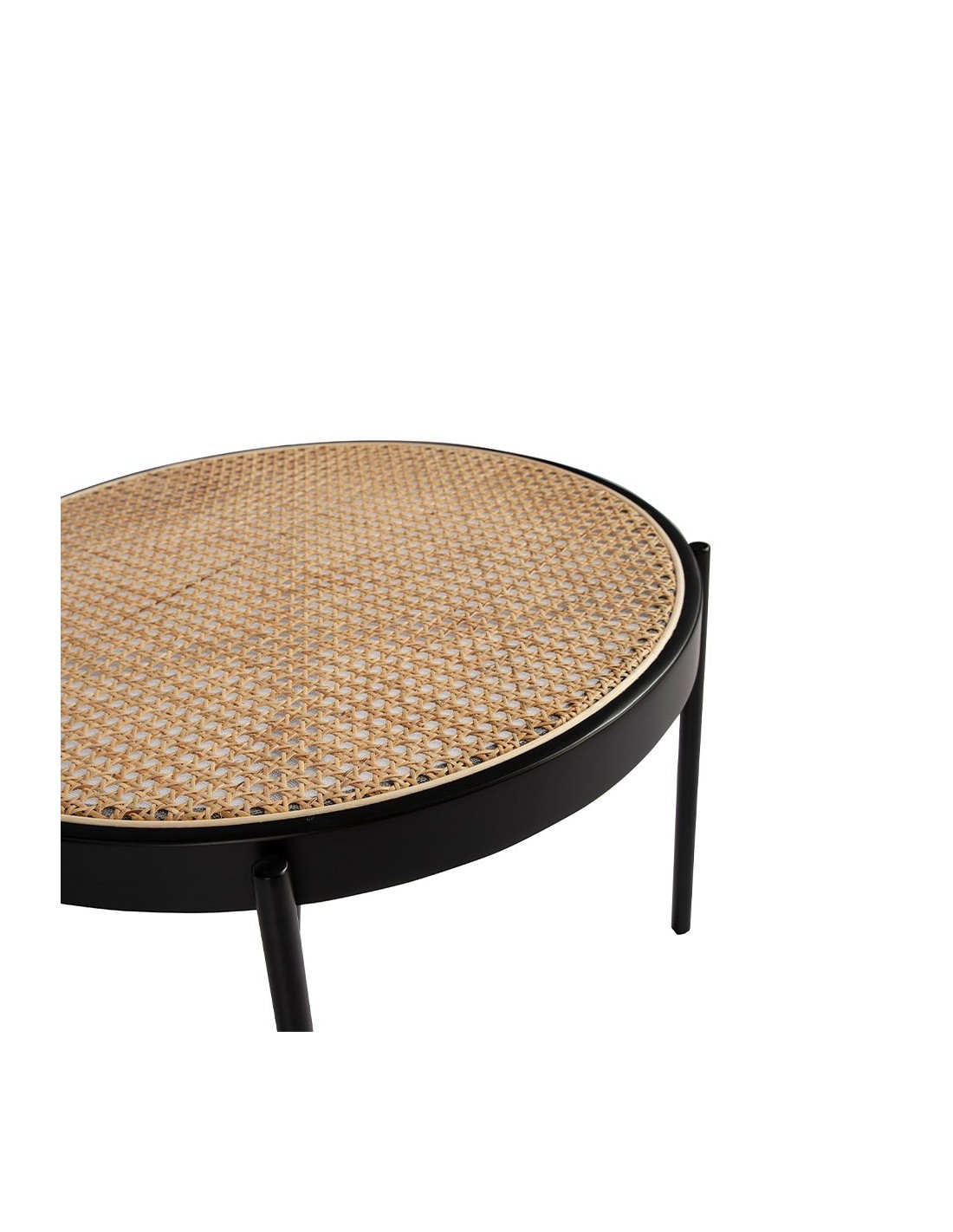 Mesa centro redonda madera negra y acero negro