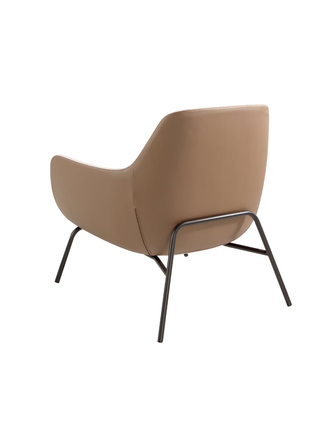 Sillón tela crema y polipiel marrón