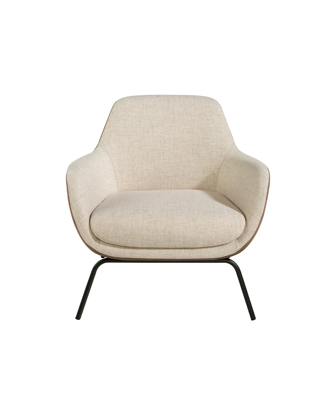 Sillón tela crema y polipiel marrón