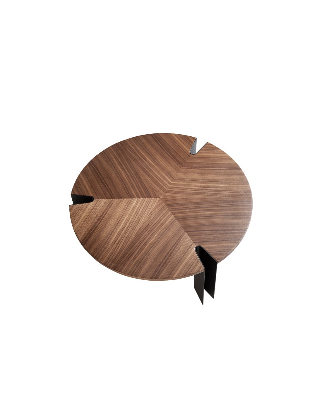 Mesa centro redonda nogal y acero negro