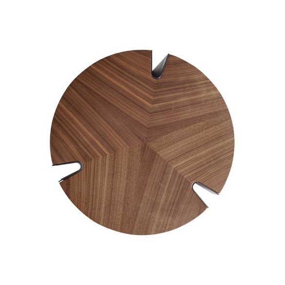 Mesa centro redonda nogal y acero negro