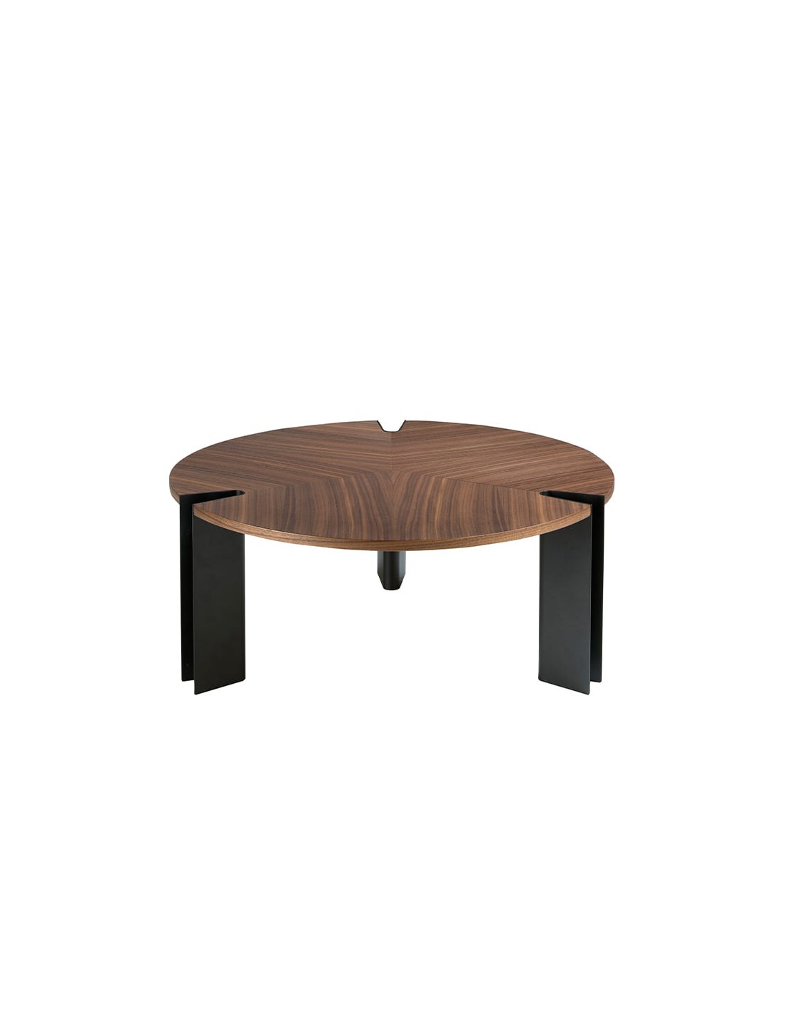 Mesa centro redonda nogal y acero negro