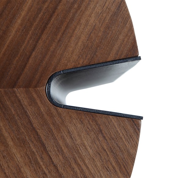 Mesa centro redonda nogal y acero negro